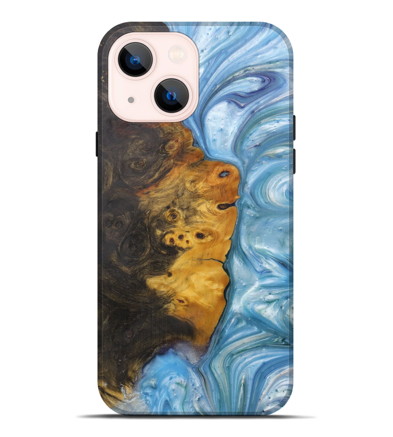 iPhone 14 Plus Wood+Resin Live Edge Phone Case - Oona (Light Blue, 593308)