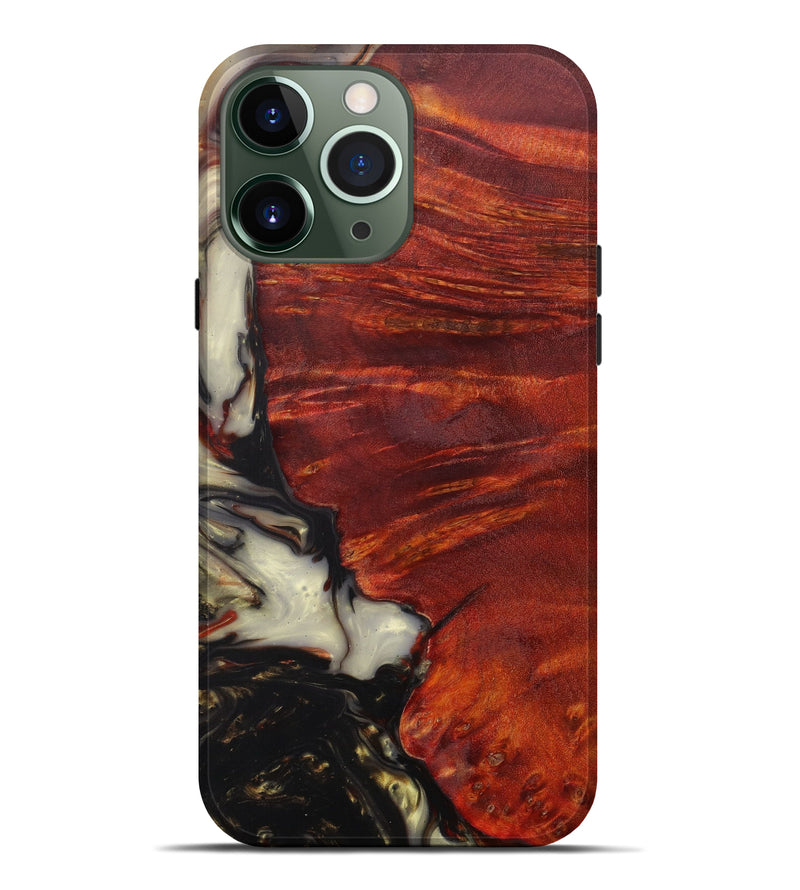 iPhone 13 Pro Max Wood+Resin Live Edge Phone Case - Shianne (Red, 623225)