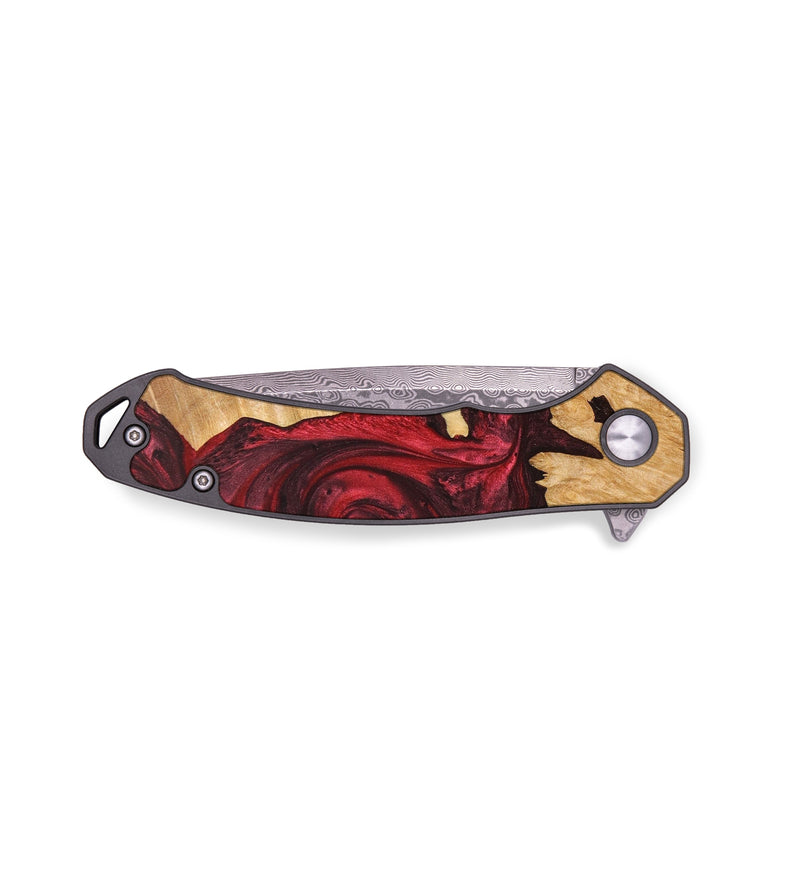 EDC Wood+Resin Pocket Knife - Terence (Red, 640001)