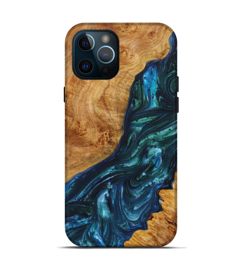 iPhone 12 Pro Wood+Resin Live Edge Phone Case - Mayte (Dark Blue, 610600)