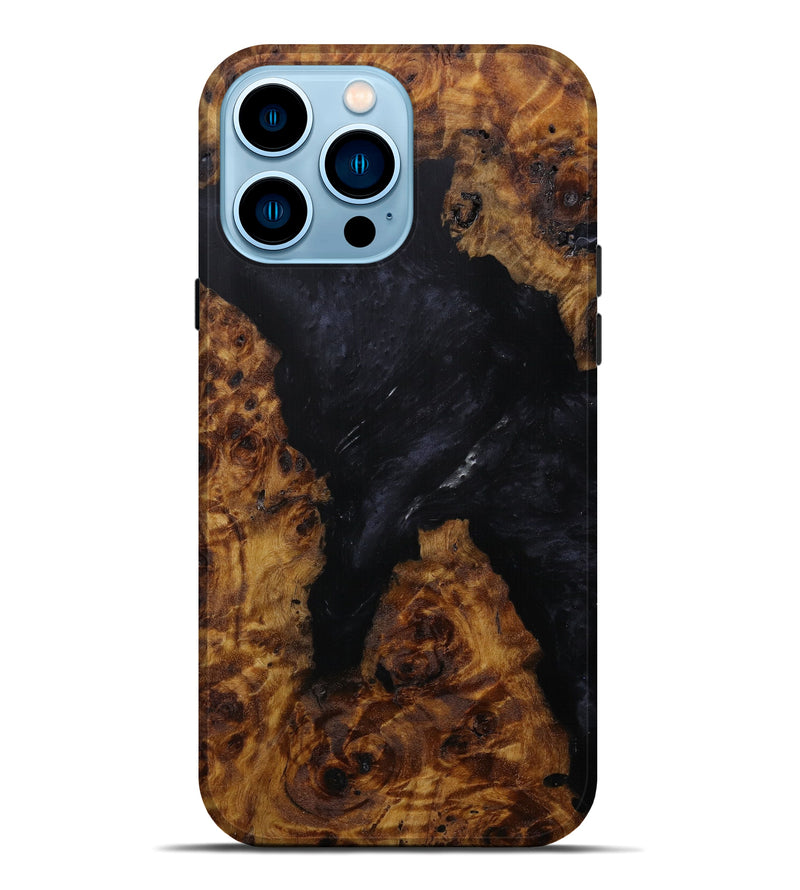 iPhone 14 Pro Max Wood+Resin Live Edge Phone Case - Imtiaz (Pure Black, 596632)