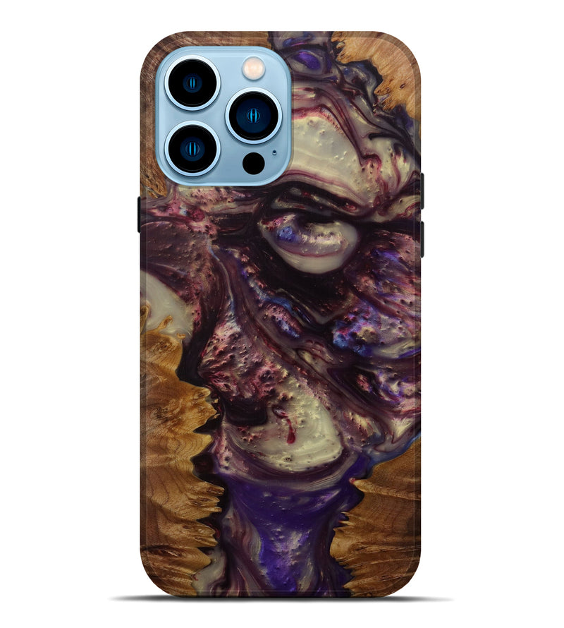 iPhone 14 Pro Max Wood+Resin Live Edge Phone Case - Baljinder (Purple, 586274)