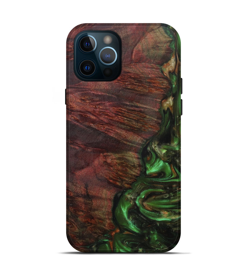 iPhone 12 Pro Wood+Resin Live Edge Phone Case - Adela (Dark Green, 600127)