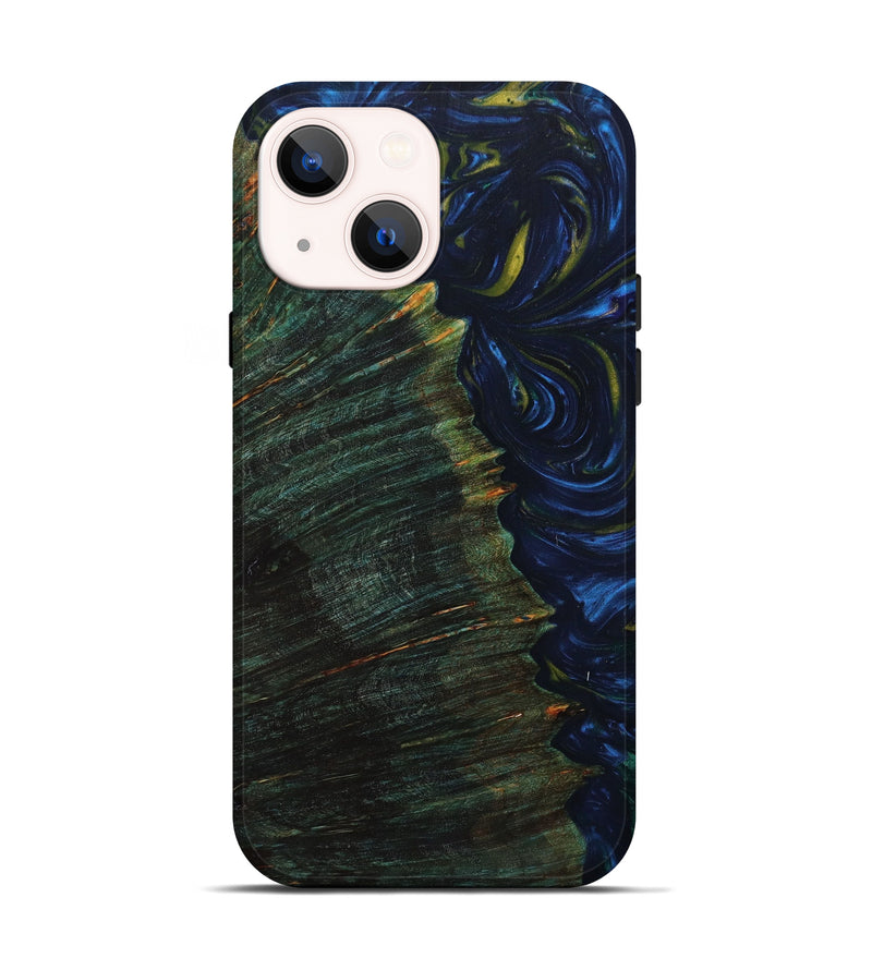 iPhone 14 Wood+Resin Live Edge Phone Case - Darla (Blue, 637729)