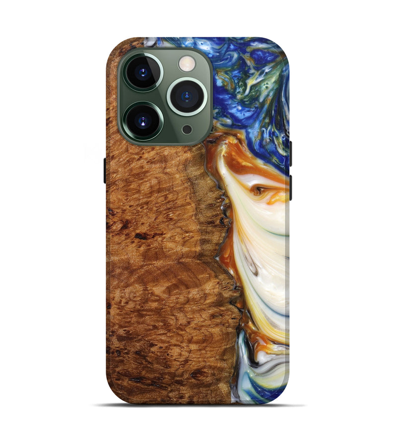 iPhone 13 Pro Wood+Resin Live Edge Phone Case - Luther (Light Blue, 611125)