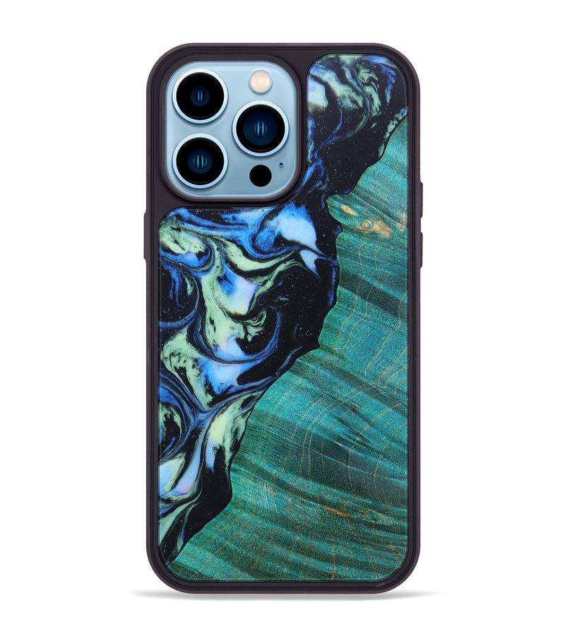 iPhone 14 Pro Max Wood+Resin Phone Case - Ginny (Aurora, 618556)