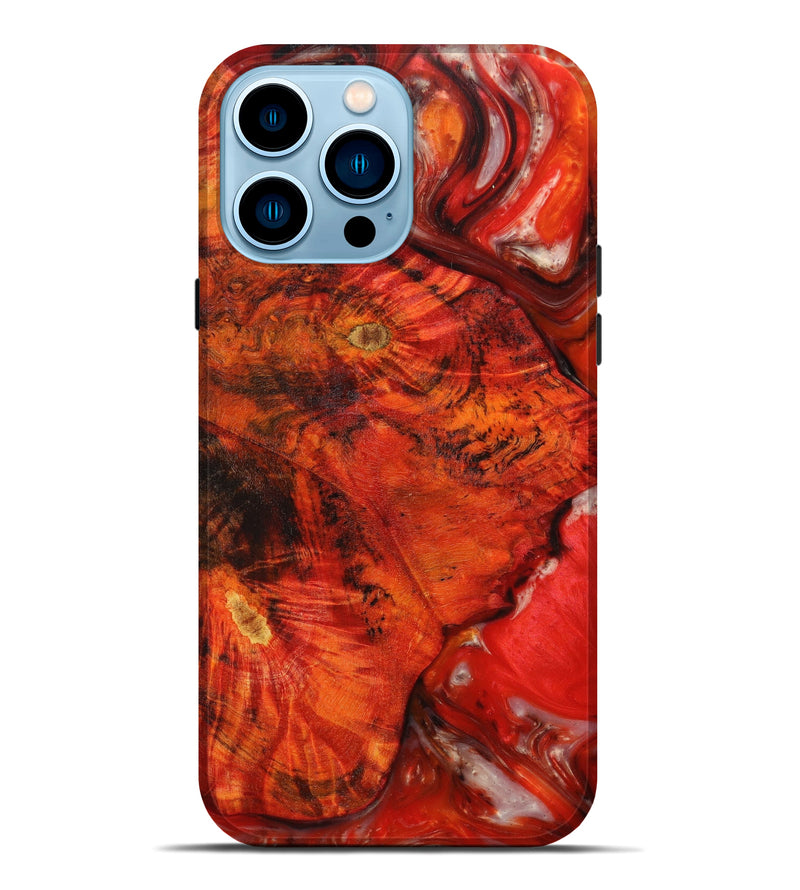 iPhone 14 Pro Max Wood+Resin Live Edge Phone Case - Roe (Red, 633184)