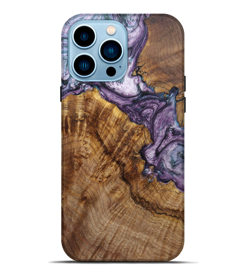 iPhone 14 Pro Max Wood+Resin Live Edge Phone Case - Aniya (Purple, 637526)