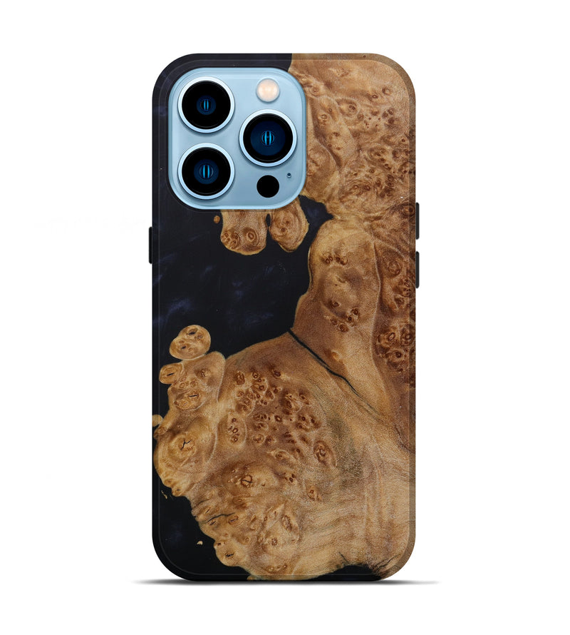 iPhone 14 Pro Wood+Resin Live Edge Phone Case - Marquita (Pure Black, 619508)