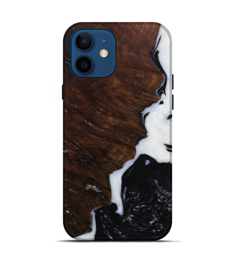 iPhone 12 Wood+Resin Live Edge Phone Case - Prince (Black & White, 642857)