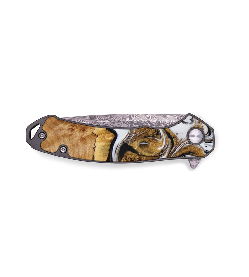 EDC Wood+Resin Pocket Knife - Ariella (Black & White, 643084)