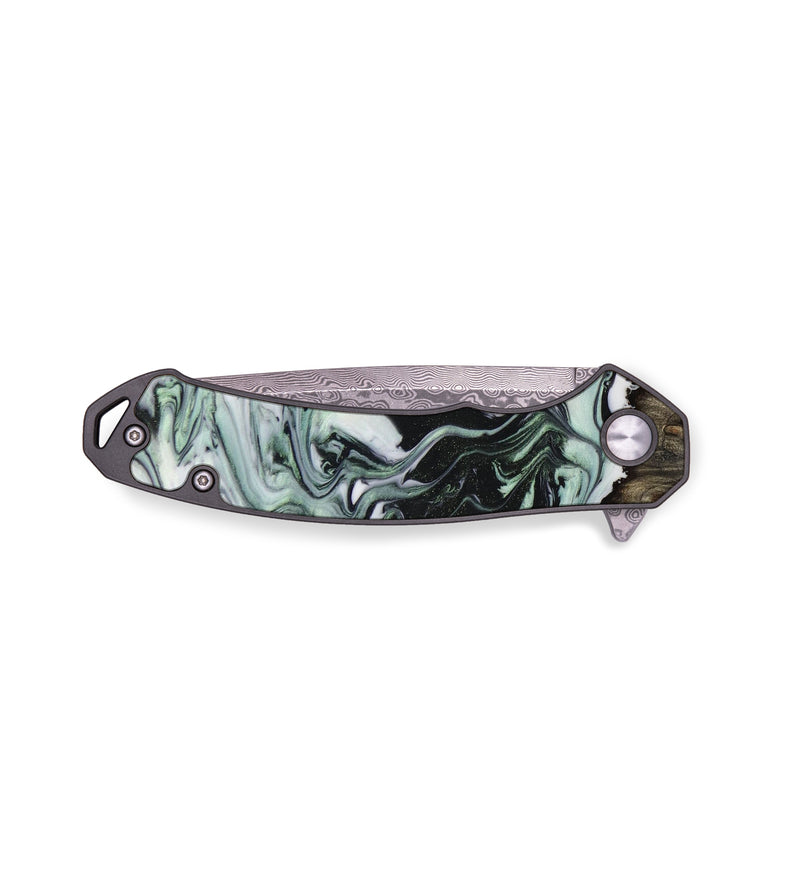 EDC Wood+Resin Pocket Knife - Amelia (Black & White, 647265)