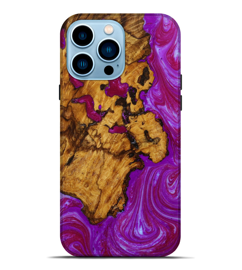 iPhone 14 Pro Max Wood+Resin Live Edge Phone Case - Kyrie (Purple, 643990)