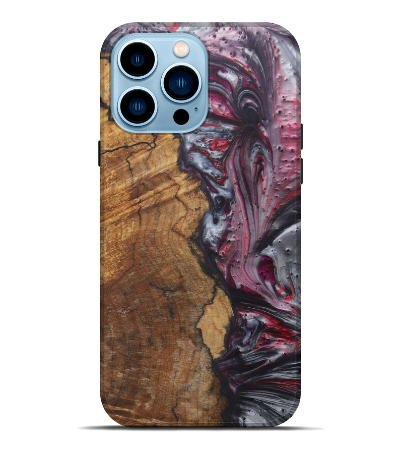 iPhone 14 Pro Max Wood+Resin Live Edge Phone Case - Hesther (Metallic, 579177)