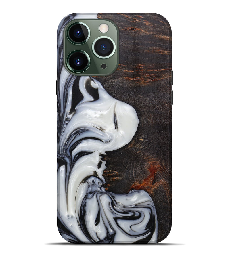 iPhone 13 Pro Max Wood+Resin Live Edge Phone Case - Gleda (Black & White, 593792)