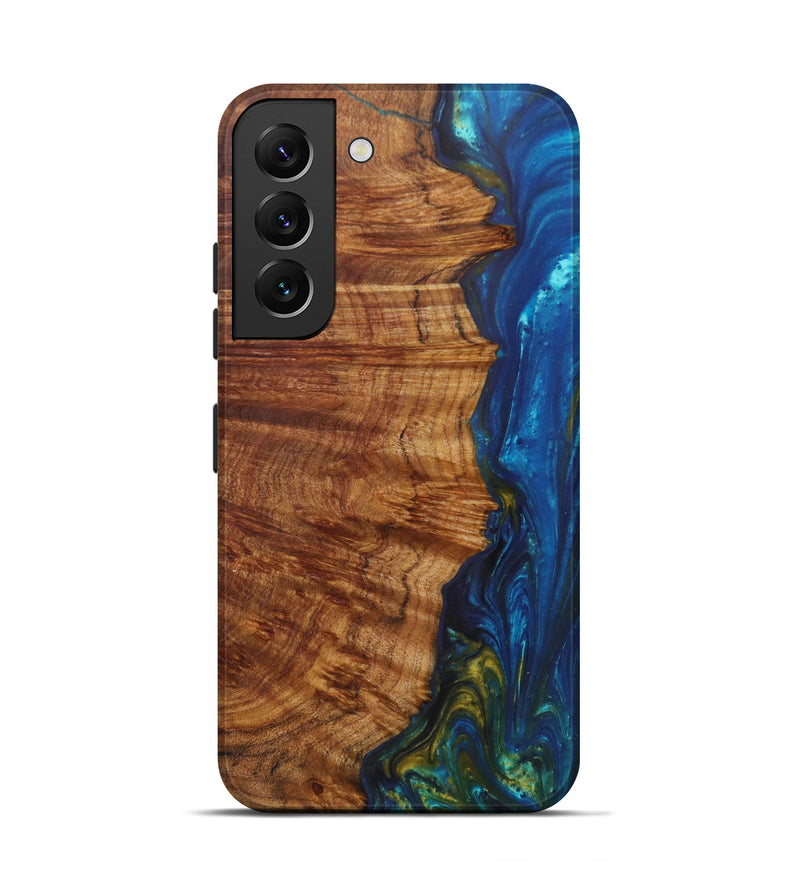 Galaxy S22 Wood+Resin Live Edge Phone Case - Maureen (Teal & Gold, 610335)
