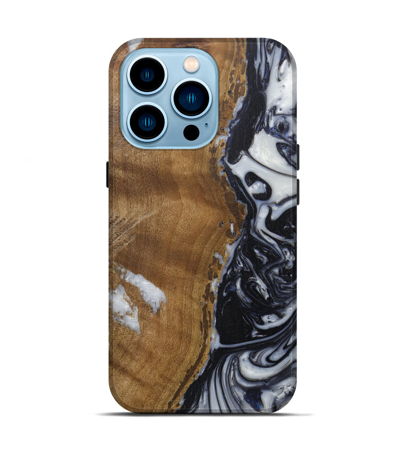 iPhone 14 Pro Wood+Resin Live Edge Phone Case - Duryonna (Black & White, 591761)