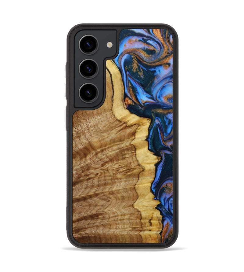 Galaxy S23 Wood+Resin Phone Case - Estelle (Teal & Gold, 645707)