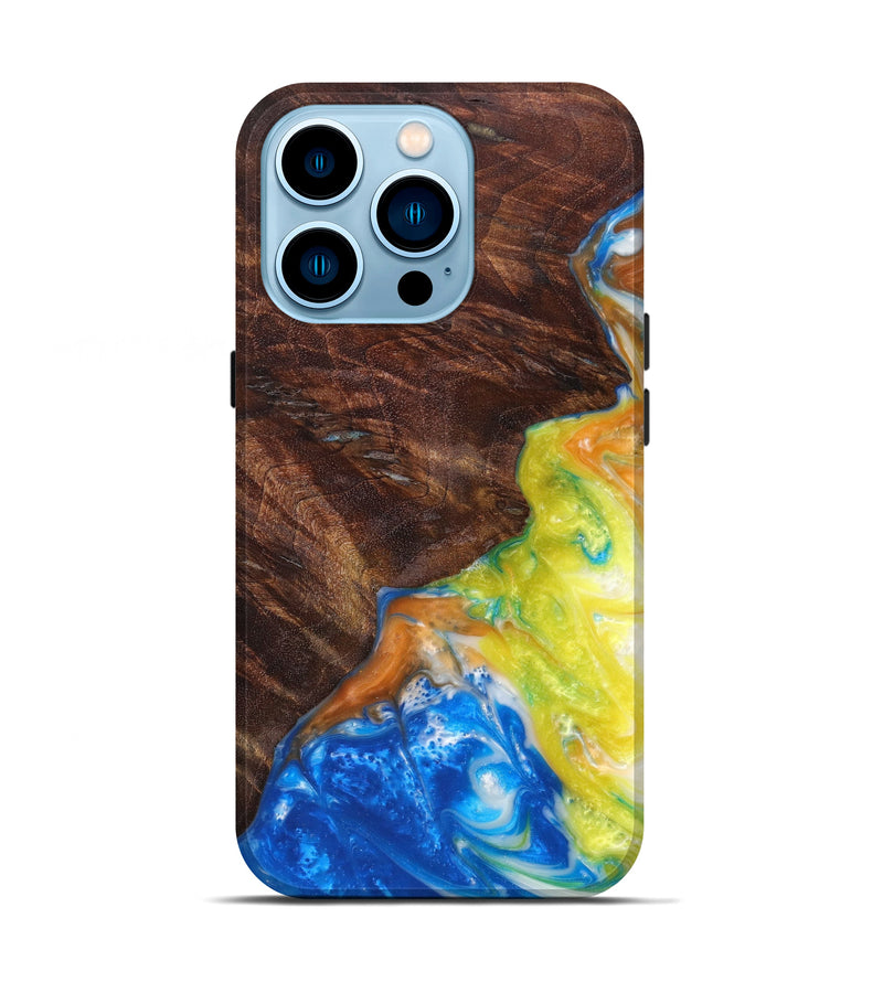 iPhone 14 Pro Wood+Resin Live Edge Phone Case - Nga (Light Blue, 605634)