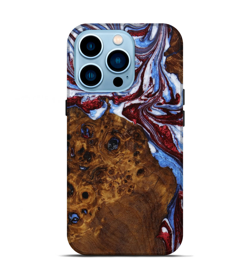 iPhone 14 Pro Wood+Resin Live Edge Phone Case - Bernadette (Red, 645094)