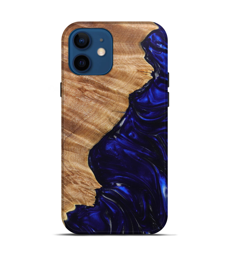 iPhone 12 Wood+Resin Live Edge Phone Case - Addison (Blue, 638156)
