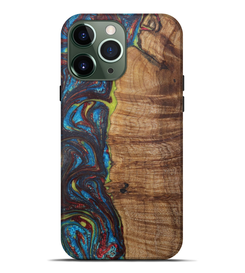 iPhone 13 Pro Max Wood+Resin Live Edge Phone Case - Roger (Blue, 645629)