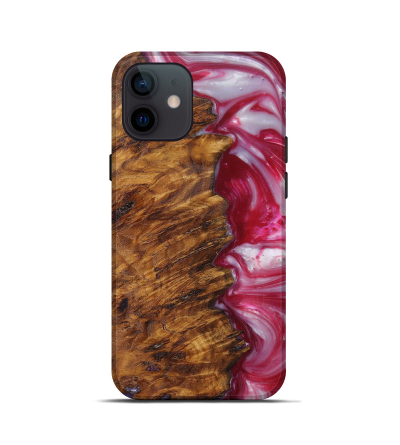 iPhone 12 mini Wood+Resin Live Edge Phone Case - Alanah (Dark Red, 614946)