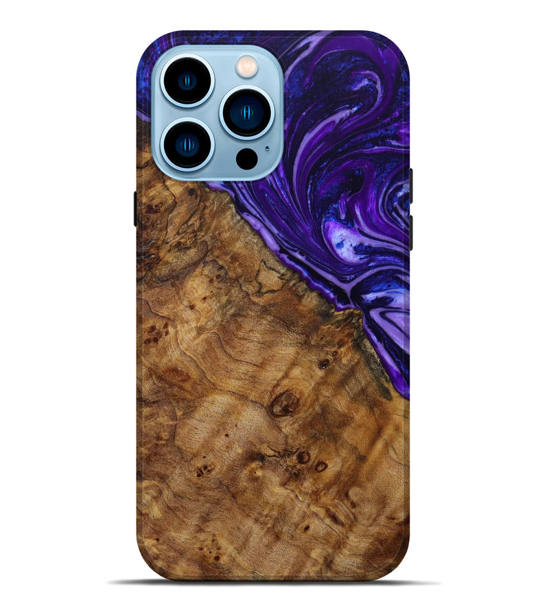 iPhone 14 Pro Max Wood+Resin Live Edge Phone Case - Hilary (Purple, 642833)