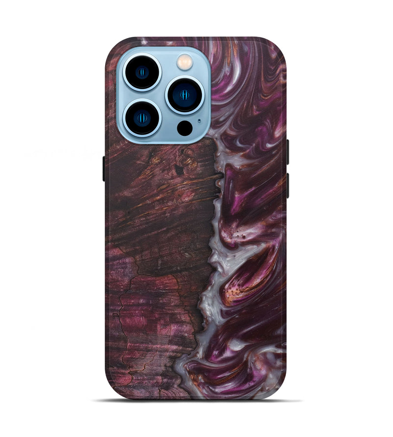 iPhone 14 Pro Wood+Resin Live Edge Phone Case - Gray (Purple, 590653)