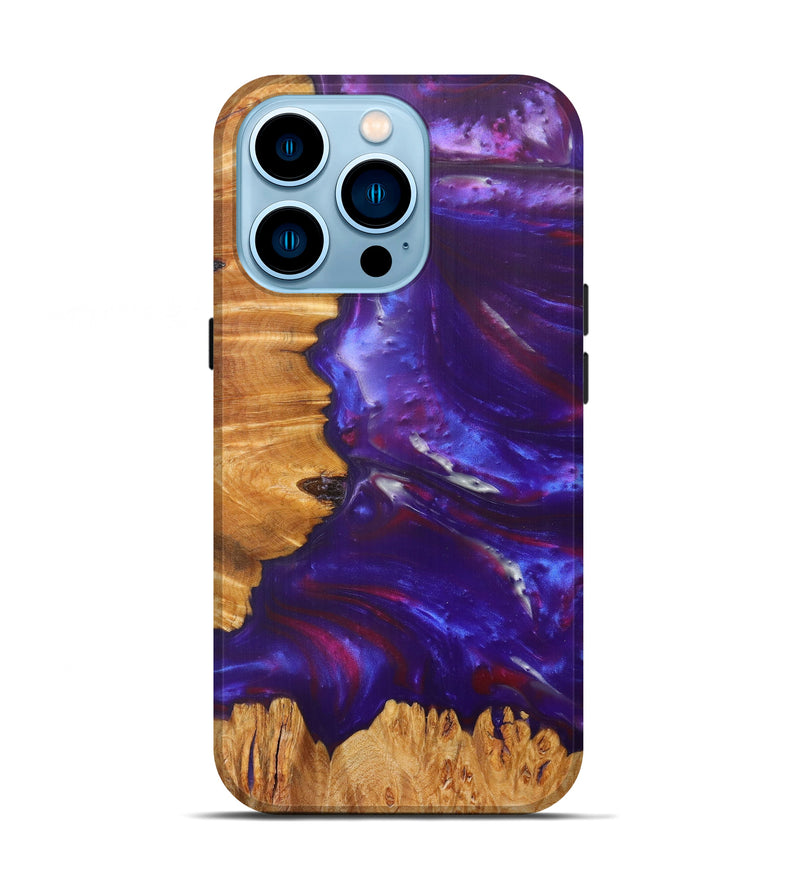 iPhone 14 Pro Wood+Resin Live Edge Phone Case - Charman (Purple, 606826)