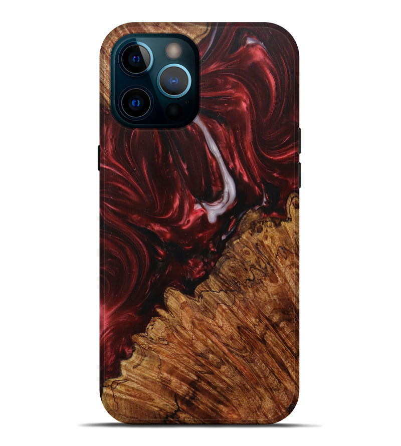 iPhone 12 Pro Max Wood+Resin Live Edge Phone Case - Hollie (Dark Red, 610279)