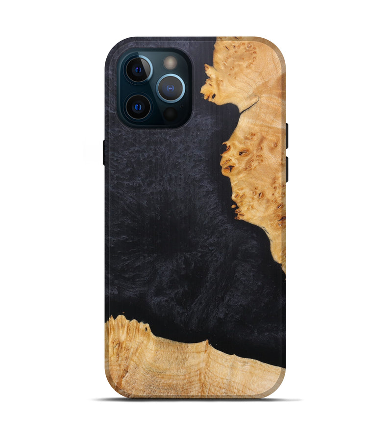 iPhone 12 Pro Wood+Resin Live Edge Phone Case - Guylaine (Pure Black, 597273)