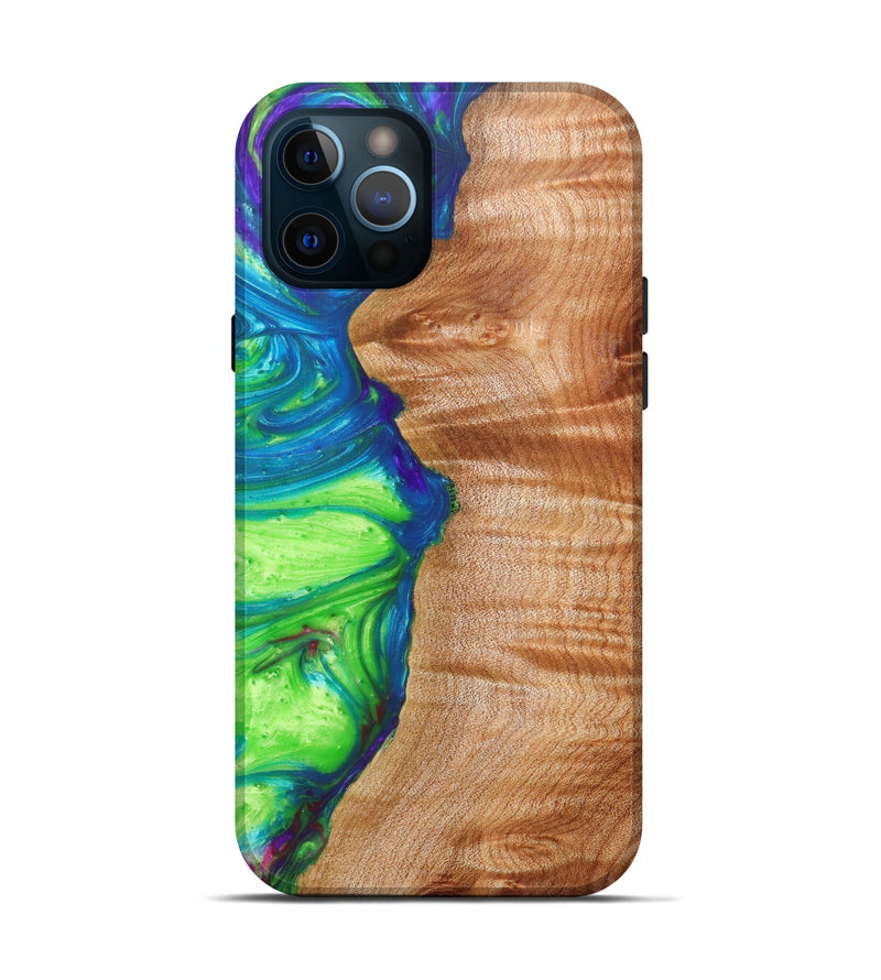 iPhone 12 Pro Wood+Resin Live Edge Phone Case - Berneta (Light Blue, 605578)