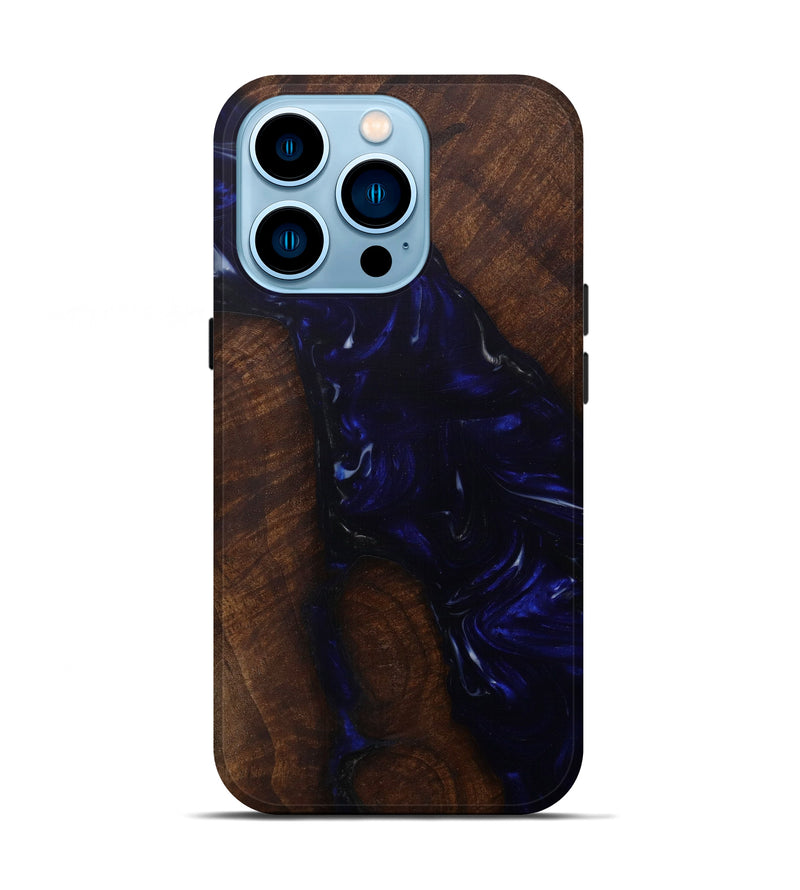 iPhone 14 Pro Wood+Resin Live Edge Phone Case - Annora (Dark Blue, 586268)