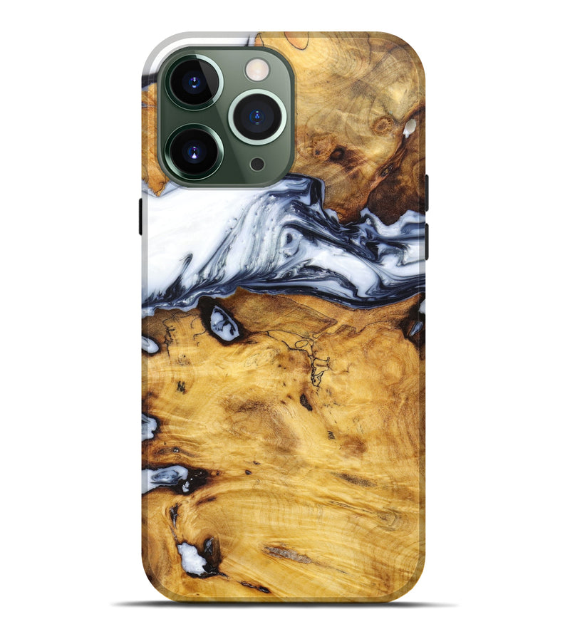 iPhone 13 Pro Max Wood+Resin Live Edge Phone Case - Mary (Black & White, 628545)