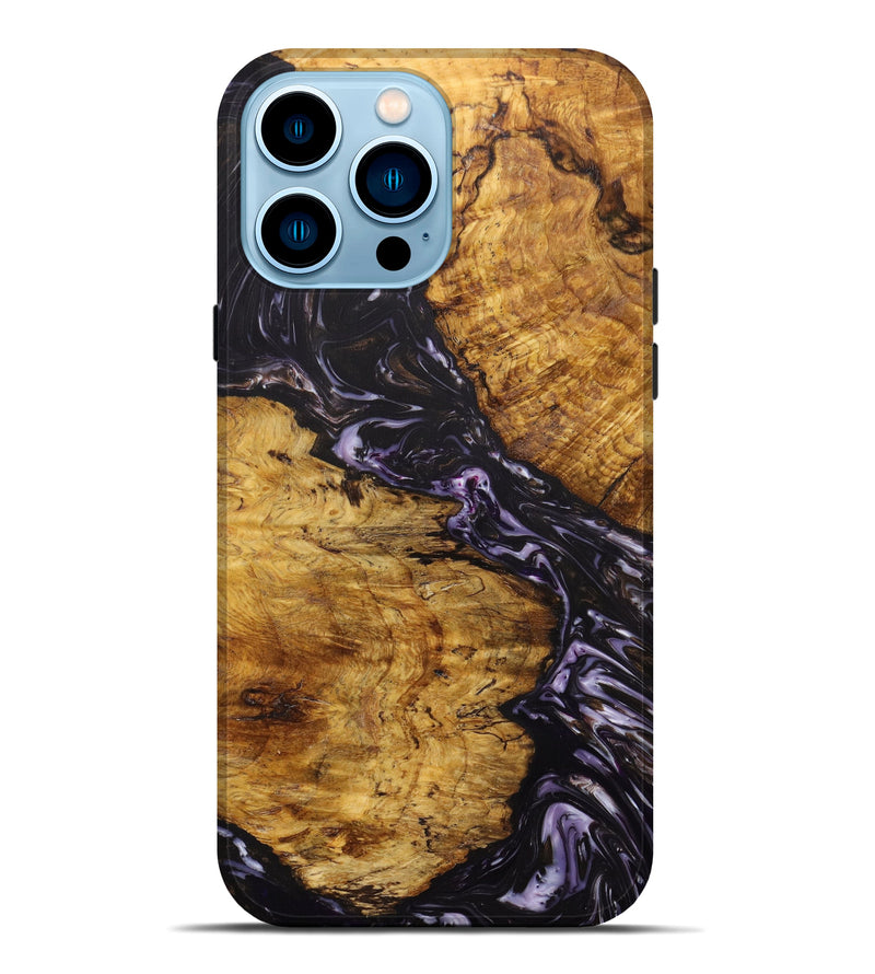iPhone 14 Pro Max Wood+Resin Live Edge Phone Case - Armani (Purple, 631243)