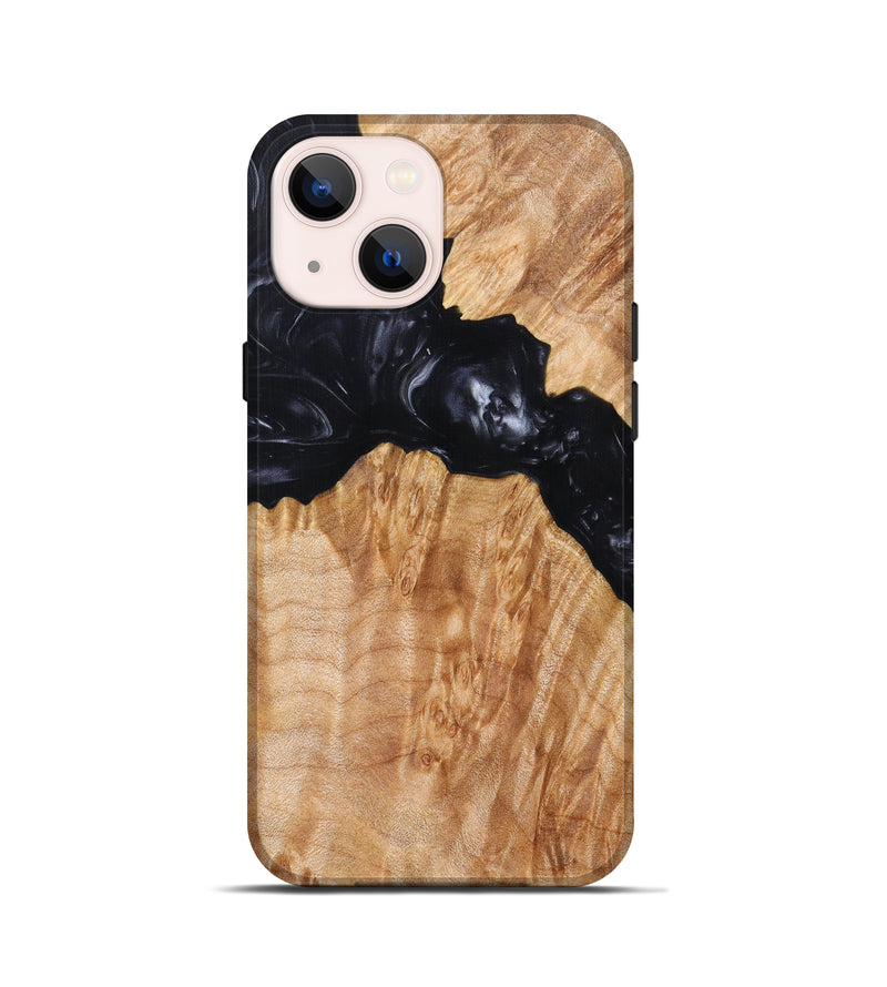 iPhone 13 mini Wood+Resin Live Edge Phone Case - Natalee (Pure Black, 616820)