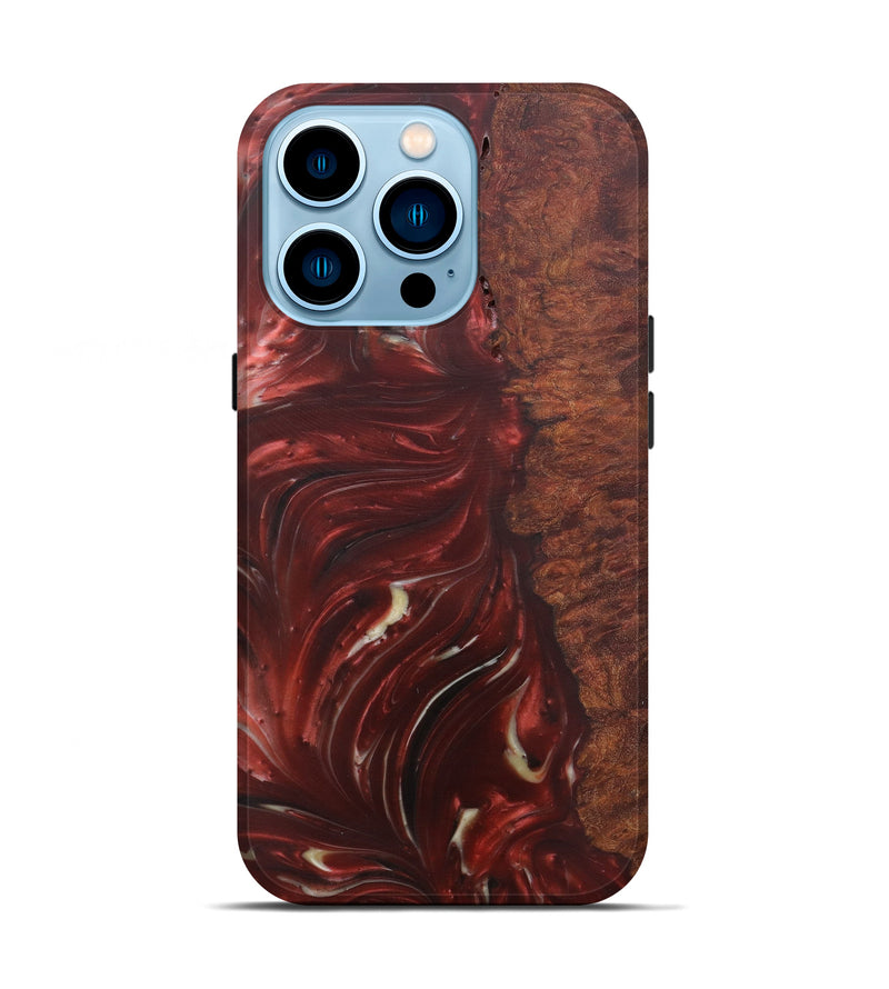 iPhone 14 Pro Wood+Resin Live Edge Phone Case - Alyson (Dark Red, 579169)
