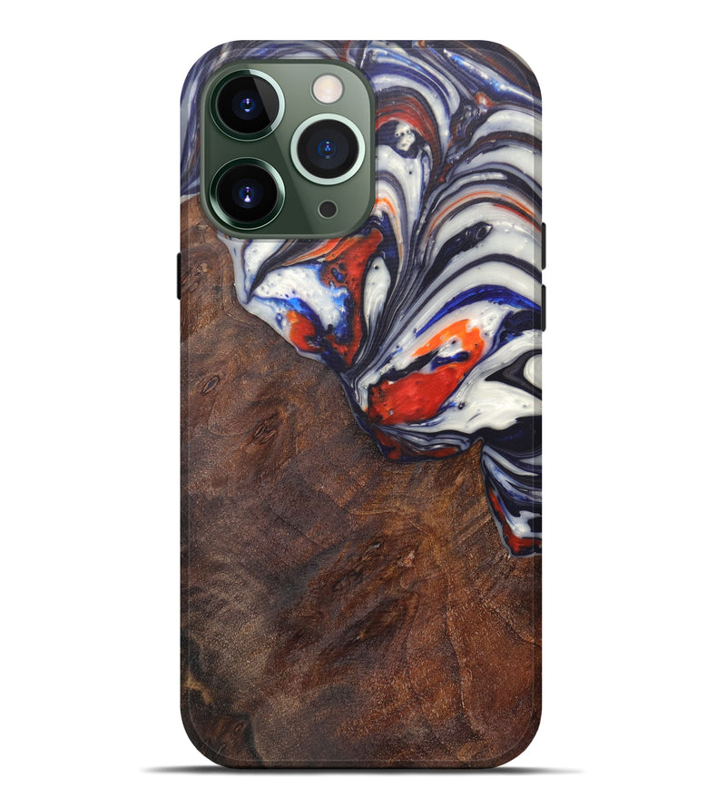 iPhone 13 Pro Max Wood+Resin Live Edge Phone Case - Leslie (Blue, 615811)