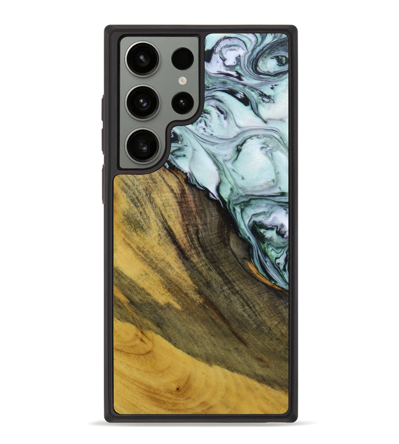 Galaxy S23 Ultra Wood+Resin Phone Case - Lesley (Black & White, 645814)