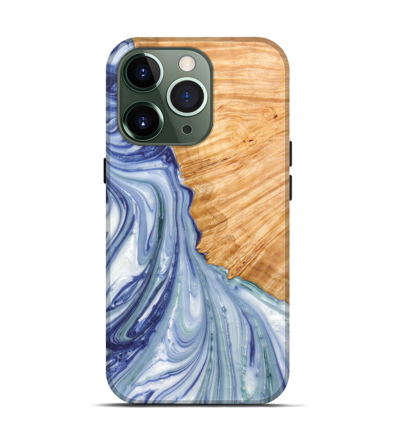 iPhone 13 Pro Wood+Resin Live Edge Phone Case - Marty (Light Blue, 607123)