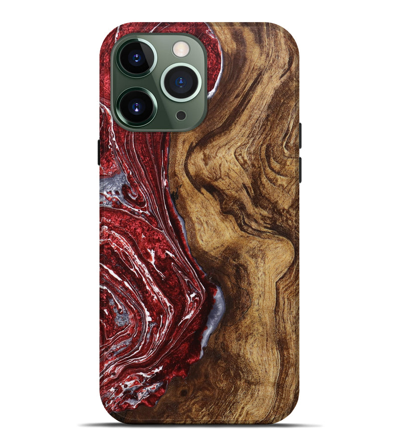 iPhone 13 Pro Max Wood+Resin Live Edge Phone Case - Killian (Red, 640173)