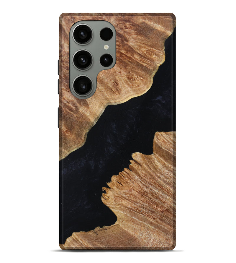 Galaxy S23 Ultra Wood+Resin Live Edge Phone Case - Mia (Black & White, 627413)