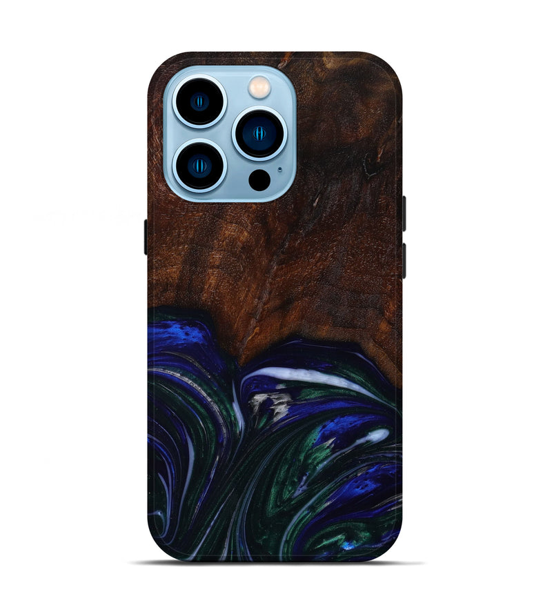 iPhone 14 Pro Wood+Resin Live Edge Phone Case - Clint (Dark Blue, 610660)
