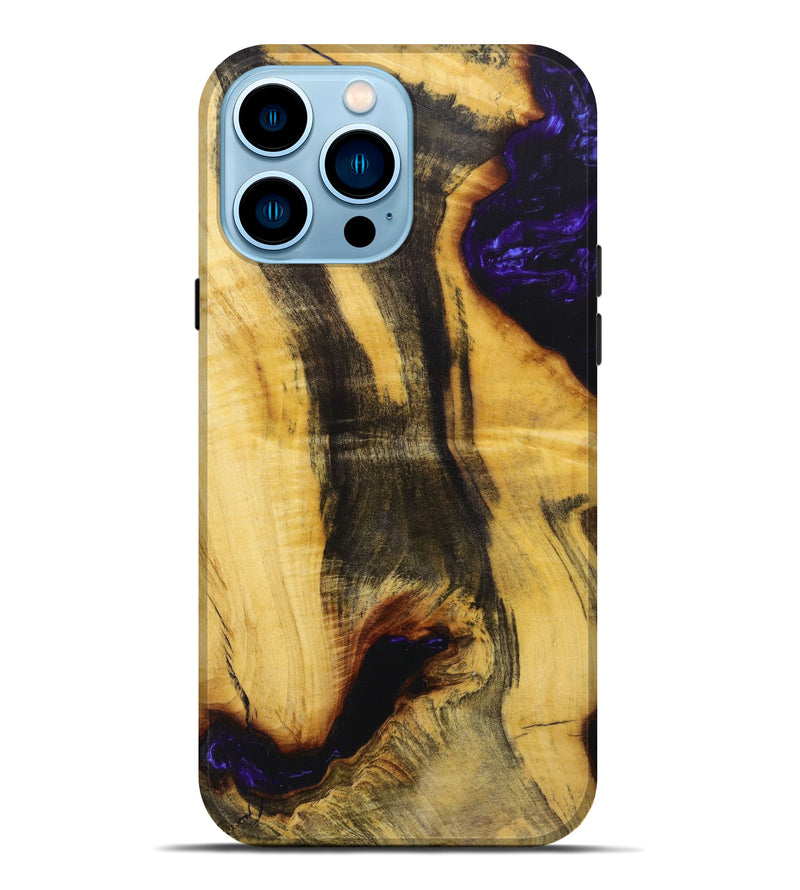 iPhone 14 Pro Max Wood+Resin Live Edge Phone Case - Terry (Purple, 634616)