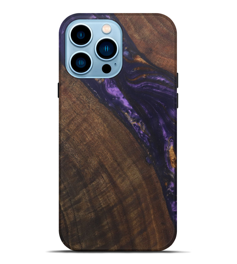 iPhone 14 Pro Max Wood+Resin Live Edge Phone Case - Tina (Purple, 580683)