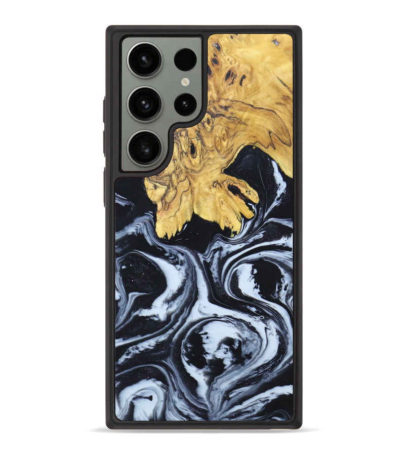 Galaxy S23 Ultra Wood+Resin Phone Case - Hali (Black & White, 627775)