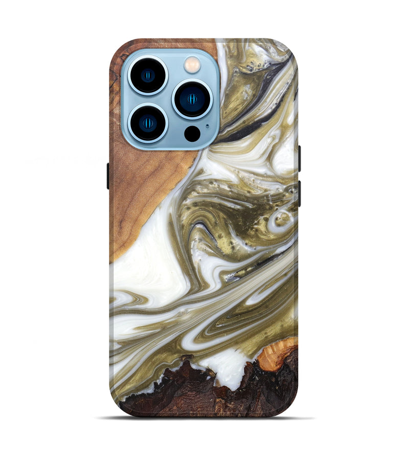 iPhone 14 Pro Wood+Resin Live Edge Phone Case - Prab (Metallic, 607214)