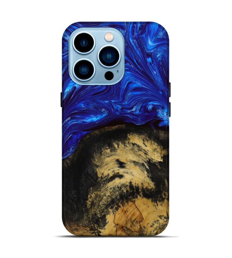 iPhone 14 Pro Wood+Resin Live Edge Phone Case - Whitney (Blue, 646296)