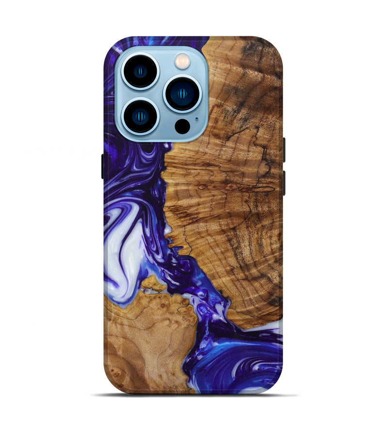 iPhone 14 Pro Wood+Resin Live Edge Phone Case - Celia (Purple, 610304)